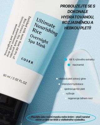 Noční péče, která probudí tvou pleť k životu s COSRX Ultimate Nourishing Rice Spa Overnight Mask. 3v1 produkt – můžeš...